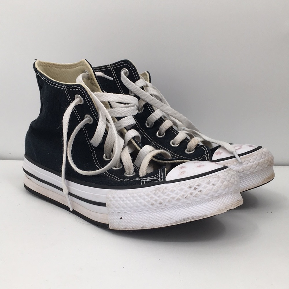 Converse Black High-Top Canvas Sneakers with White Accents kids 3